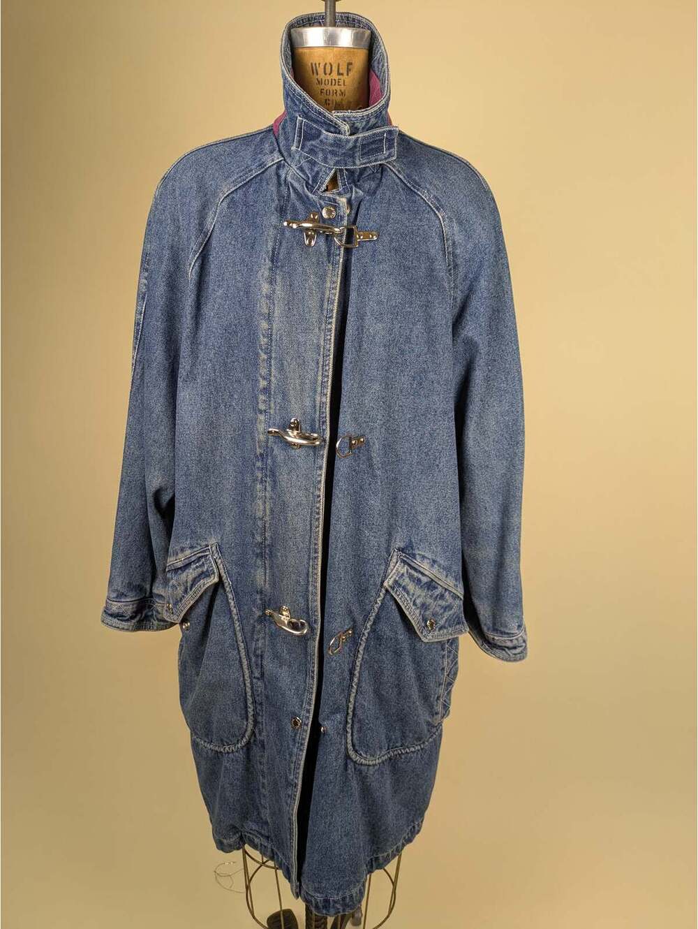 1990's current seen denim clamp coat